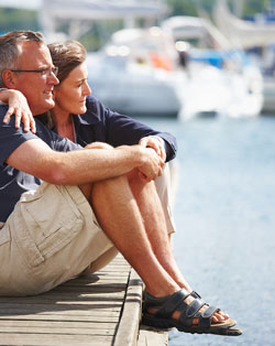 Couple relaxing on the dock